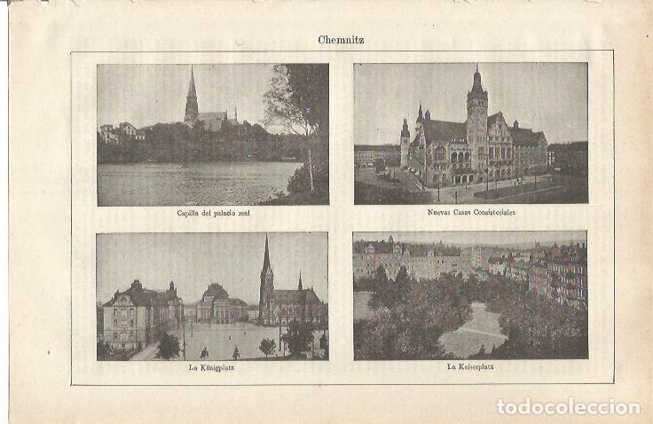 Otros art&iacute;culos de coleccionismo en papel: LAMINA ESPASA 34699: Capilla del Palacio Real, Keiserplatz y Konigplatz de Chemnitz, Alemania - Vari
