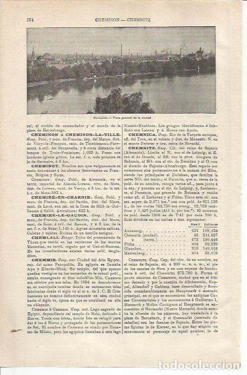 Otros art&iacute;culos de coleccionismo en papel: LAMINA ESPASA 34696: Vista de Chemnitz, Alemania - Varios