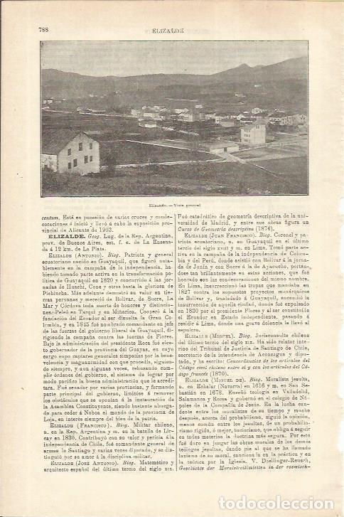Otros art&iacute;culos de coleccionismo en papel: LAMINA ESPASA 35605: Vista de Elizondo, Navarra - Varios