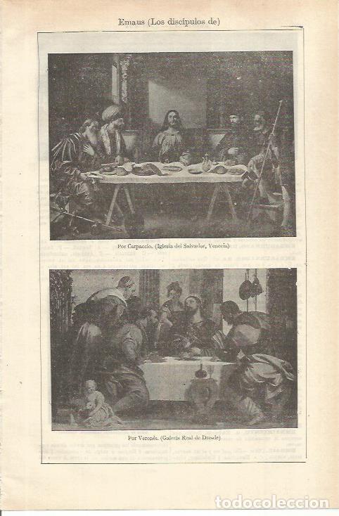 Otros art&iacute;culos de coleccionismo en papel: LAMINA ESPASA 35625: Los discipulos de Emaus, por Carpaccio y por Verones - Varios
