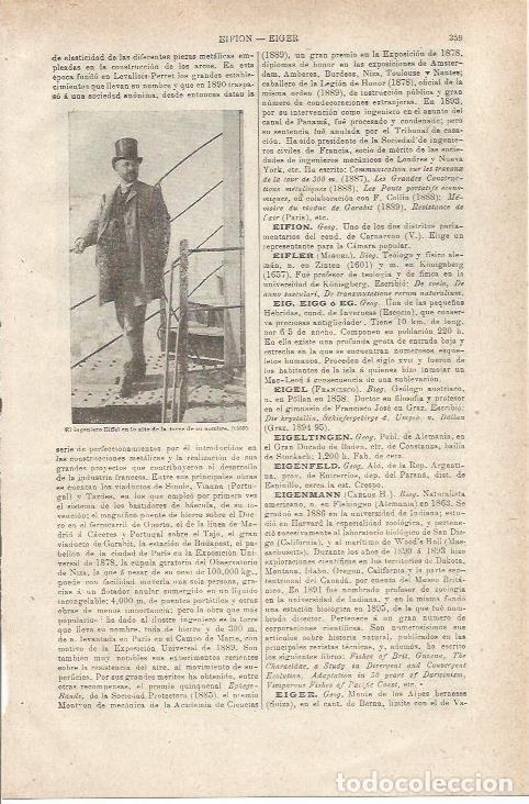 Otros art&iacute;culos de coleccionismo en papel: LAMINA ESPASA 35550: El ingeniero Eiffel - Varios