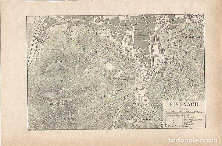 Otros art&iacute;culos de coleccionismo en papel: LAMINA ESPASA 35556: Plano de Eisenach, Alemania - Varios