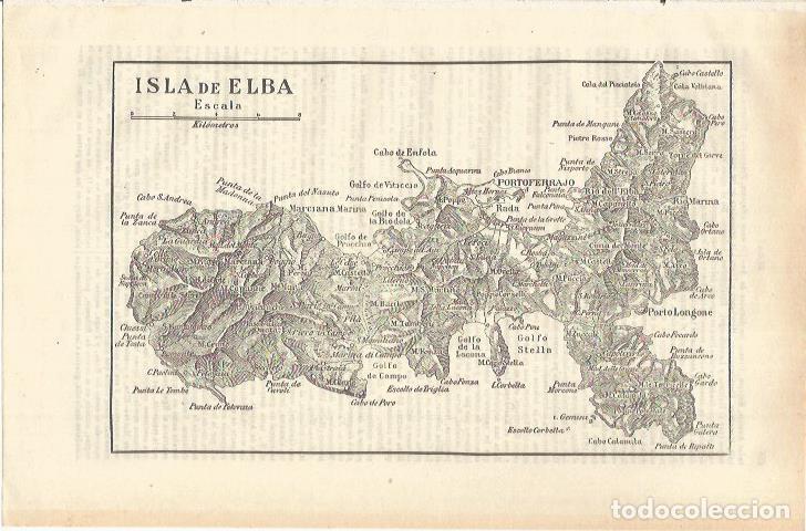 Otros art&iacute;culos de coleccionismo en papel: LAMINA ESPASA 35564: Plano de la isla de Elba - Varios