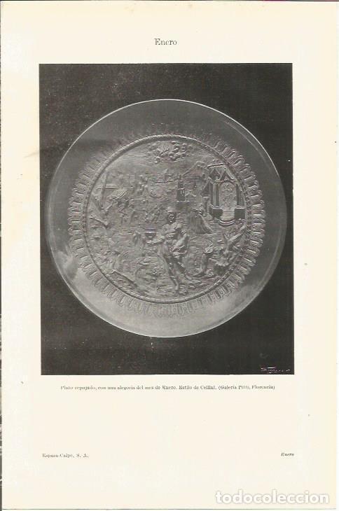 Otros art&iacute;culos de coleccionismo en papel: LAMINA ESPASA 35682: Plato con alegoria de Enero de la Galeria Pitti de Florencia - Varios