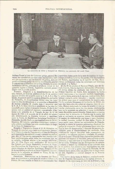 Otros art&iacute;culos de coleccionismo en papel: LAMINA ESPASA 35350: Entrevista de Hitler y Mussolini en Brenntero con el Conde Cano - Varios
