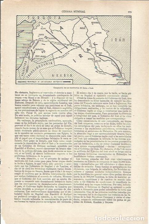 Otros art&iacute;culos de coleccionismo en papel: LAMINA ESPASA 35330: Ocupacion de Siria e Irak en 1940-41 - Varios