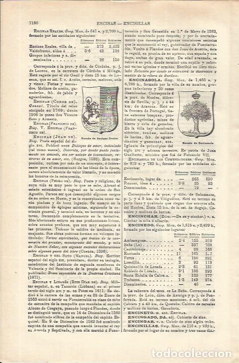 Otros art&iacute;culos de coleccionismo en papel: LAMINA ESPASA 35659: Escudo de Encinas Reales, Cordoba - Varios