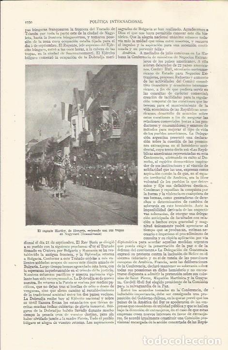 Otros art&iacute;culos de coleccionismo en papel: LAMINA ESPASA 35348: El regente Horthy de Hungria en Transilvania - Varios