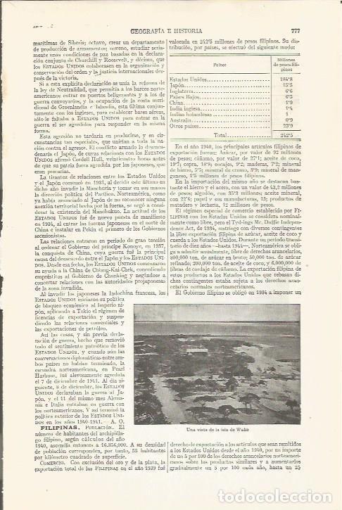 Otros art&iacute;culos de coleccionismo en papel: LAMINA ESPASA 35269: Vista de la isla de Wake, Filipinas - Varios