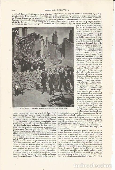 Otros art&iacute;culos de coleccionismo en papel: LAMINA ESPASA 35277: El rey Jorge VI de Inglaterra en zona bombardeada - Varios