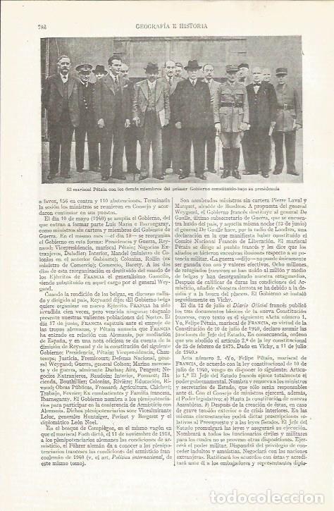 Otros art&iacute;culos de coleccionismo en papel: LAMINA ESPASA 35272: El mariscal Petain con su gobierno - Varios