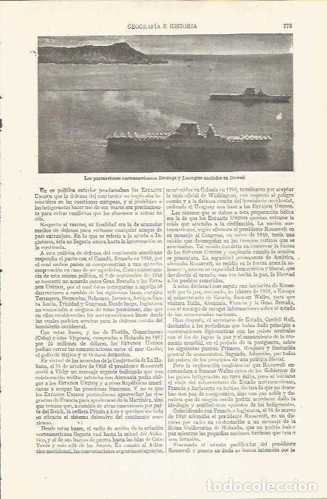 Otros art&iacute;culos de coleccionismo en papel: LAMINA ESPASA 35267: Portaaviones Saratoga y Lexington en Hawai - Varios