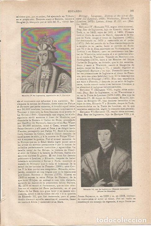 Otros art&iacute;culos de coleccionismo en papel: LAMINA ESPASA 35469: Eduardo IV de Inglaterra - Varios