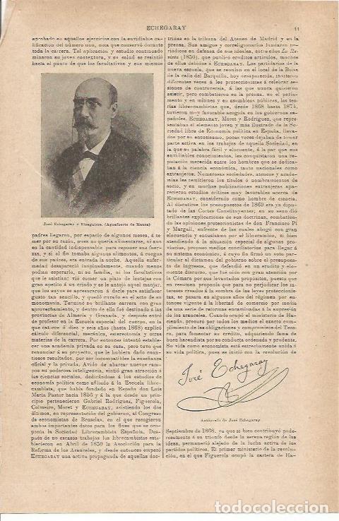 Otros art&iacute;culos de coleccionismo en papel: LAMINA ESPASA 35446: Jose Echegaray Eizaguirre - Varios