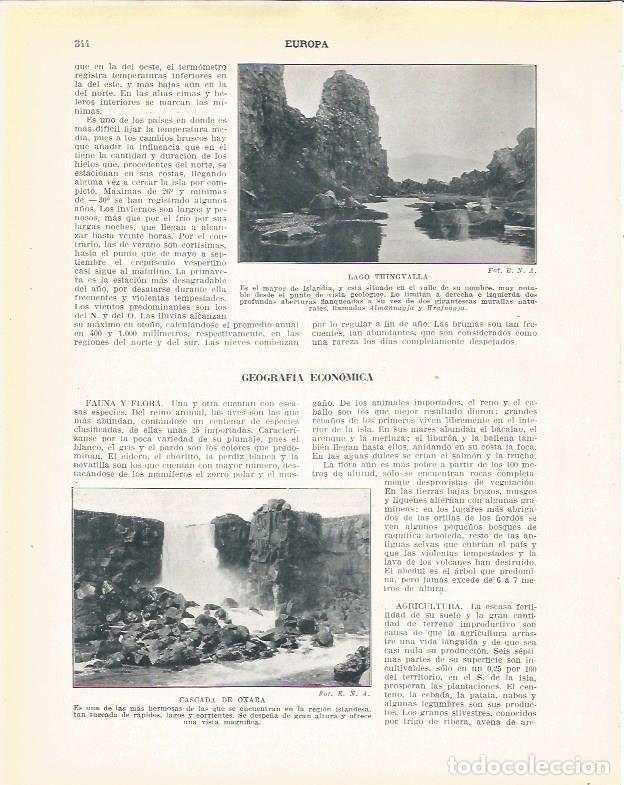 Sammelleidenschaft Andere Papierartikel: LAMINA 21000: Lago Thingvalla y Cascada de Oxara, Islandia - Beltran y Rozpide