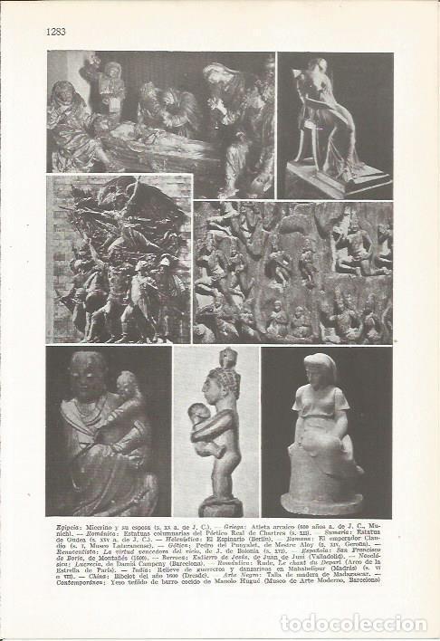 Otros art&iacute;culos de coleccionismo en papel: LAMINA 22441: Ejemplos de escultura de Egipto, Grecia, China, India y Barroca - VVAA