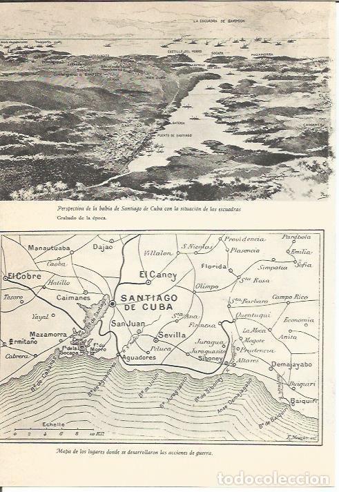 Otros art&iacute;culos de coleccionismo en papel: LAMINA 24631: Bahia de Santiago de Cuba y mapa de la Guerra de Cuba - Martin de Piquer