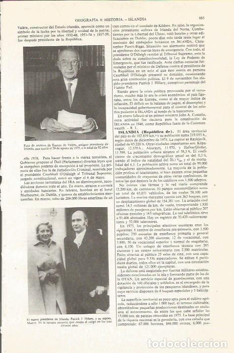 Otros art&iacute;culos de coleccionismo en papel: LAMINA ESPASA 36127: Los presidentes de Irlanda, Eamon de Valera y Patrick J Hillery - Varios