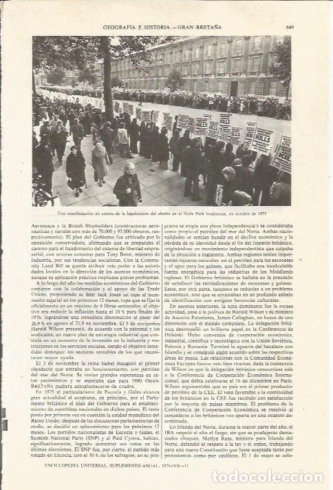 Otros art&iacute;culos de coleccionismo en papel: LAMINA ESPASA 36116: Manifestacion contra el aborto en Londres en 1975 - Varios