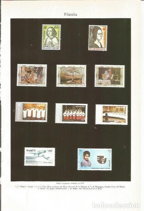 Otros art&iacute;culos de coleccionismo en papel: LAMINA ESPASA 36043: Sellos emitidos en 1975 - Varios