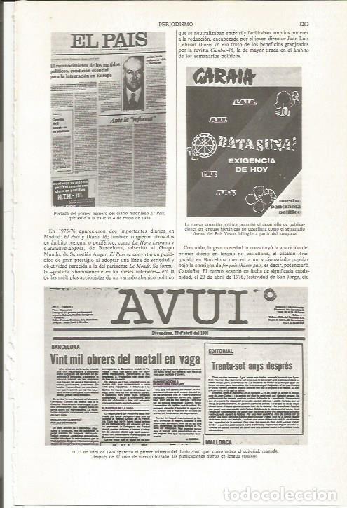 Otros art&iacute;culos de coleccionismo en papel: LAMINA ESPASA 36204: Primera portada de El Pais y del Avui - Varios