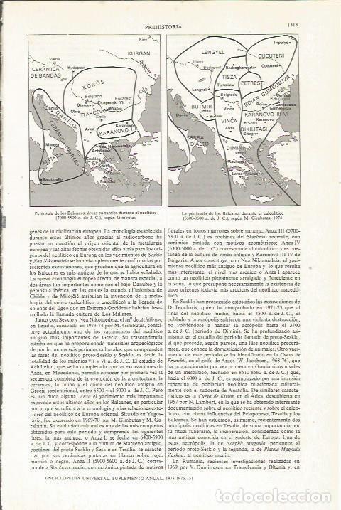Otros art&iacute;culos de coleccionismo en papel: LAMINA ESPASA 36222: Mapa del Neolitico y Calcolitico en los Balcanes - Varios