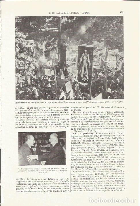 Otros art&iacute;culos de coleccionismo en papel: LAMINA ESPASA 35864: Manifestacion en Budapest contra la guerra de Vietnam - Varios