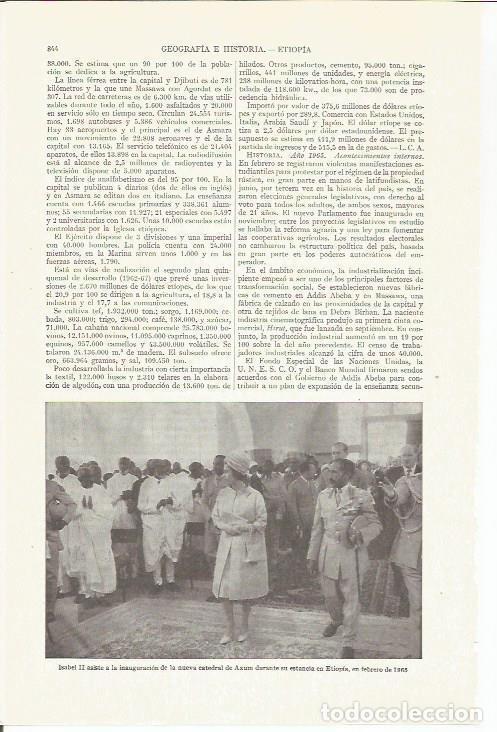 Otros art&iacute;culos de coleccionismo en papel: LAMINA ESPASA 35815: Isabel II en Etiopia en 1965 - Varios