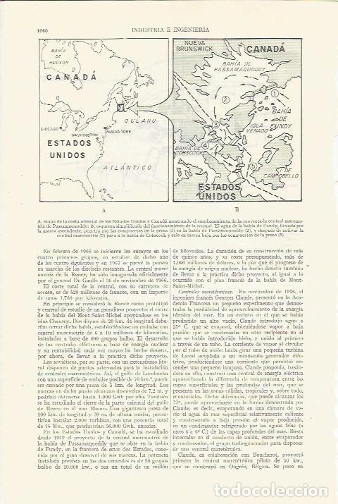 Otros art&iacute;culos de coleccionismo en papel: LAMINA ESPASA 35915: Mapa de la central de Passamaquoddy en Estados Unidos - Varios