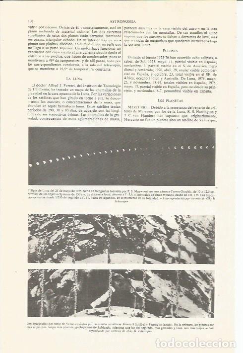 Otros art&iacute;culos de coleccionismo en papel: LAMINA ESPASA 35985: Eclipse de luna del 25 de mayo de 1975 - Varios