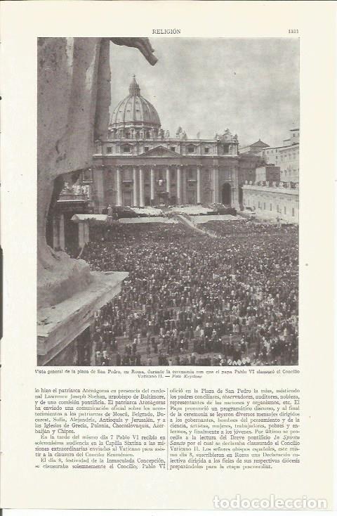 Otros art&iacute;culos de coleccionismo en papel: LAMINA ESPASA 35938: Clausula del Concilio Vaticano II en Roma - Varios