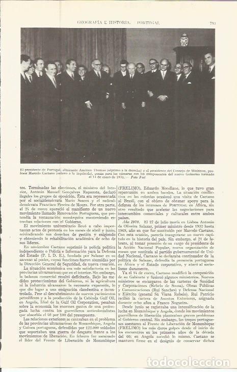 Otros art&iacute;culos de coleccionismo en papel: LAMINA ESPASA 36591: El presidente de Portugal, Americo Thomas - Varios