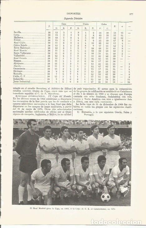 Otros art&iacute;culos de coleccionismo en papel: LAMINA ESPASA 36522: El Real Madrid, temporada 1969 - Varios