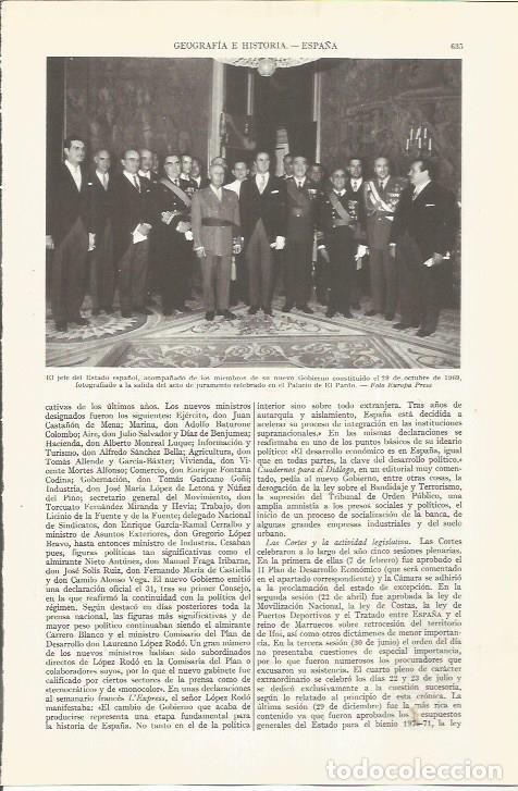 Otros art&iacute;culos de coleccionismo en papel: LAMINA ESPASA 36553: Francisco Franco con el nuevo Gobierno de Espa&ntilde;a en 1969 - Varios