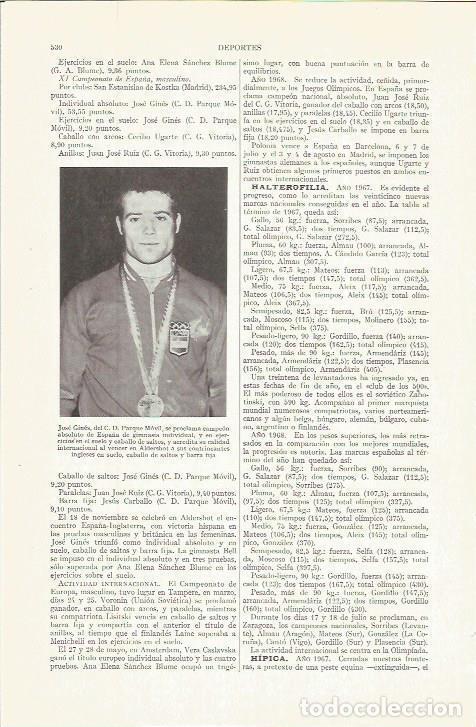 Otros art&iacute;culos de coleccionismo en papel: LAMINA ESPASA 36730: Jose Gines, campeon de Espa&ntilde;a de gimnasia - Varios