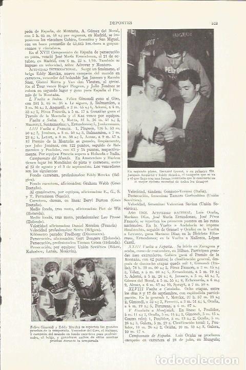 Otros art&iacute;culos de coleccionismo en papel: LAMINA ESPASA 36728: Los deportistas Felipe Gimondi, Eddy Merck, B. Guyot y J. Anquetil - Varios