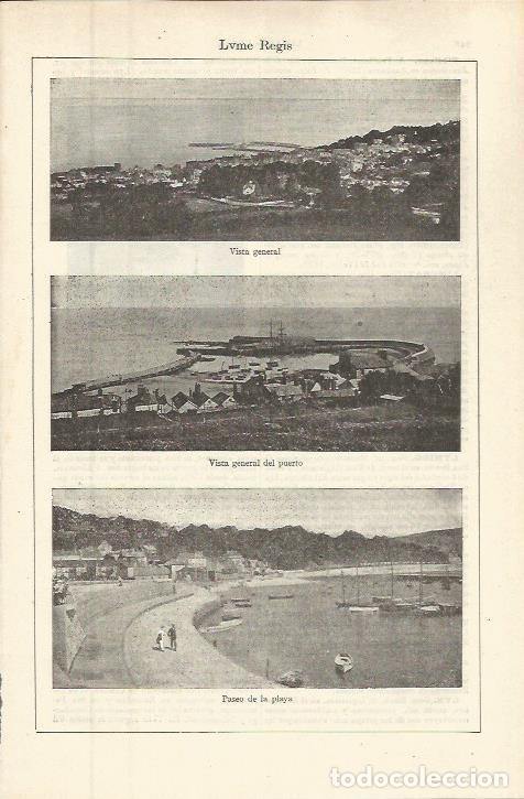 Otros art&iacute;culos de coleccionismo en papel: LAMINA ESPASA 36340: Vista, puerto y paseo de la playa de Lyme Regis, Inglaterra - Varios
