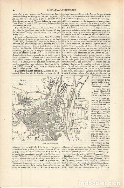 Otros art&iacute;culos de coleccionismo en papel: LAMINA ESPASA 36316: Plano de Luneburger, Alemania - Varios