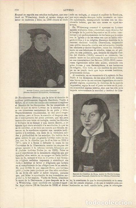 Otros art&iacute;culos de coleccionismo en papel: LAMINA ESPASA 36324: Marin Lutero, por L. Cranach - Varios