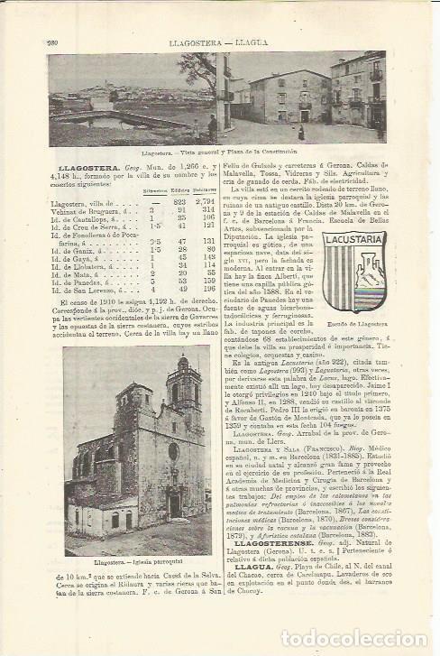 Otros art&iacute;culos de coleccionismo en papel: LAMINA ESPASA 36348: Plazam iglesia, escudo y vistas de Llagostera, Girona - Varios