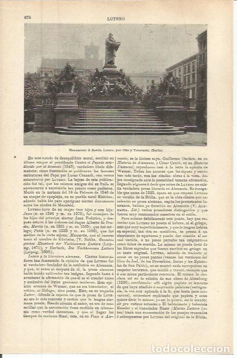 Otros art&iacute;culos de coleccionismo en papel: LAMINA ESPASA 36327: Monumento a Martin Lutero en Berlin - Varios