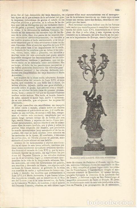 Otros art&iacute;culos de coleccionismo en papel: LAMINA ESPASA 36286: Candelero estilo Luis XVI - Varios