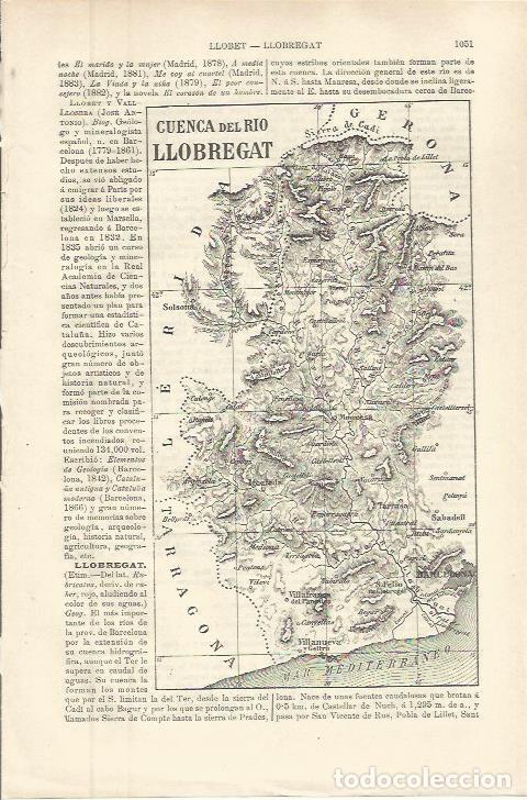 Otros art&iacute;culos de coleccionismo en papel: LAMINA ESPASA 36373: Mapa de la cuenca del rio Llobregat - Varios