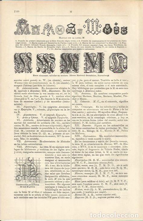 Otros art&iacute;culos de coleccionismo en papel: LAMINA ESPASA 36383: Marcas con la letra M - Varios