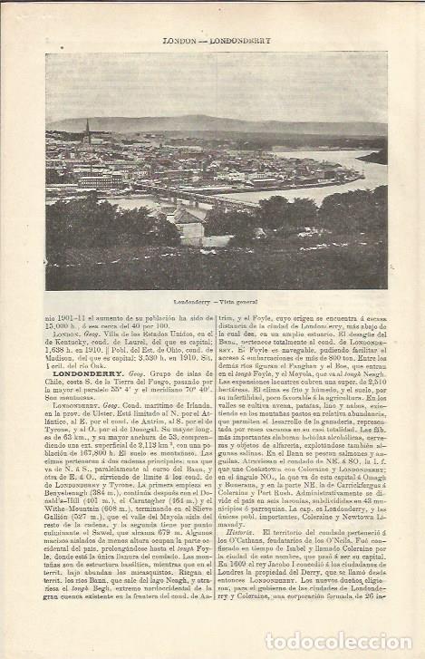 Otros art&iacute;culos de coleccionismo en papel: LAMINA ESPASA 37109: Vista de Londonderry, Chile - Varios