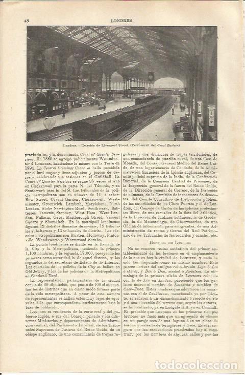 Otros art&iacute;culos de coleccionismo en papel: LAMINA ESPASA 37127: Estacion de Liverpool Street en Londres - Varios