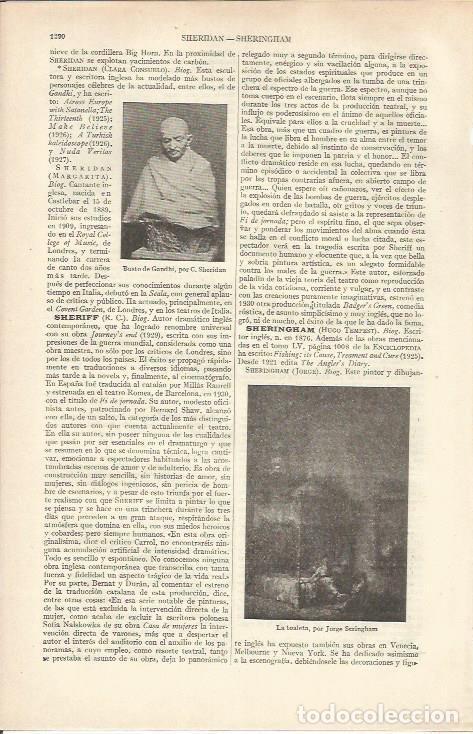 Otros art&iacute;culos de coleccionismo en papel: LAMINA ESPASA 37067: Busto de Gandhi, por C. Sheridan - Varios