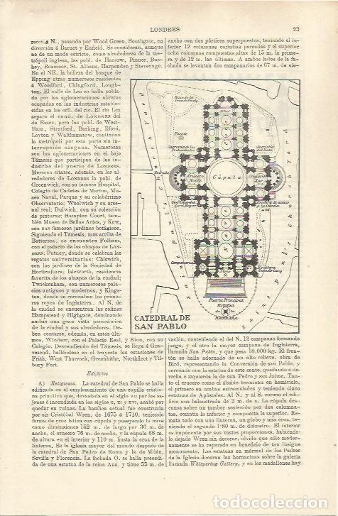 Otros art&iacute;culos de coleccionismo en papel: LAMINA ESPASA 37116: Plano de la Catedral de San Pablo en Londres - Varios