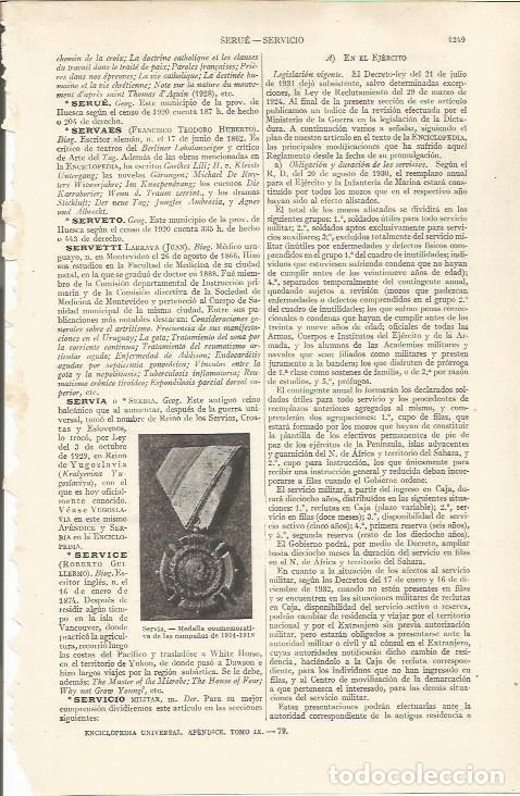 Otros art&iacute;culos de coleccionismo en papel: LAMINA ESPASA 37054: Medalla conmemorativa de las campa&ntilde;as de 1914 de Serbia - Varios