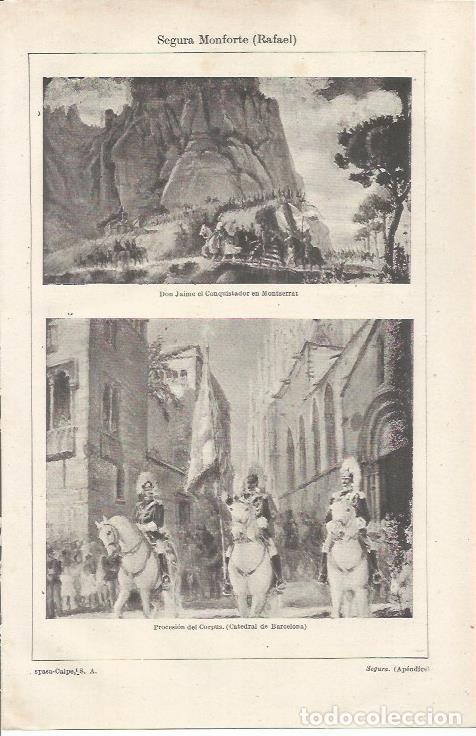 Otros art&iacute;culos de coleccionismo en papel: LAMINA ESPASA 37044: Procesion de Corpus y Jaime el Conquistador en Montserrat, por Rafael Segura Mo